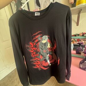 Anime Graphic Black Long Sleeve Shirt